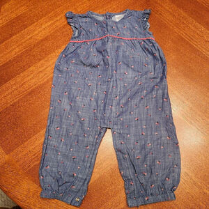Baby Just One You by Carter's Blue Floral Denim Jumpsuit 18 Months A2